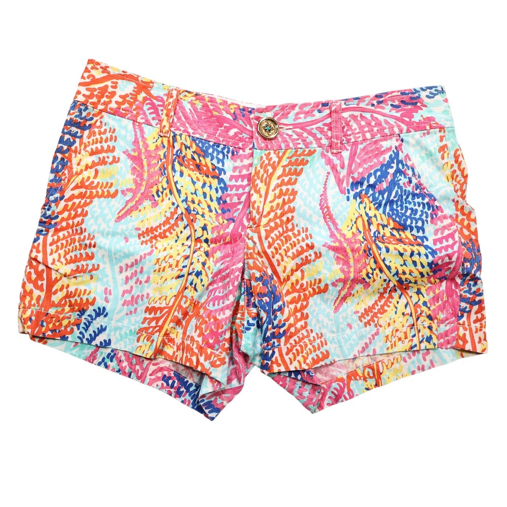 LILLY PULITZER Women's Size 6 Multicolor Leaf Print 100% Cotton Callahan Shorts